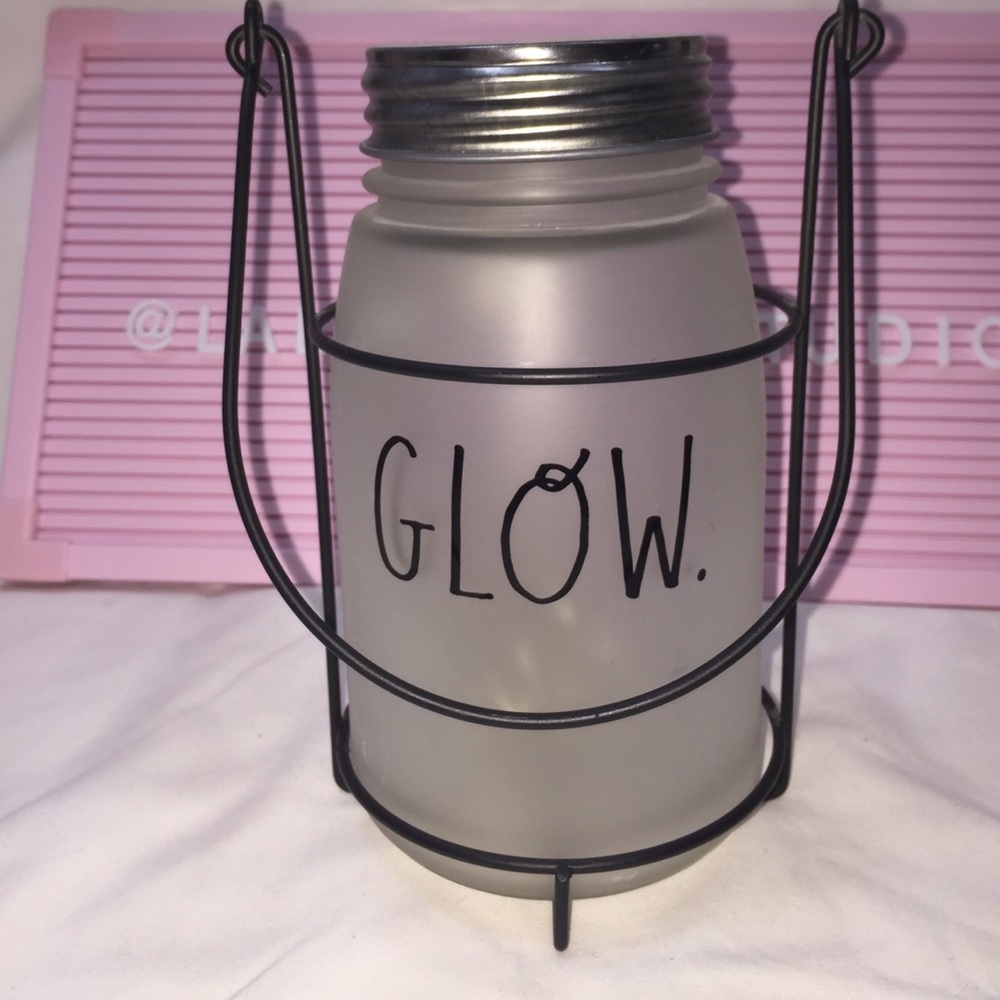 Rae Dunn GLOW lighted frosted lantern glass